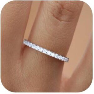 18k Gold Plated 925 Sterling Silver Moissanite Eternity Band